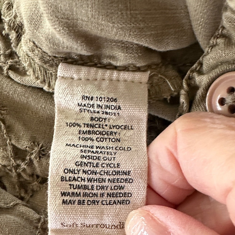 Soft surroundings Green-Taupe Embroidered Cargo Pants - Picture 12 of 12